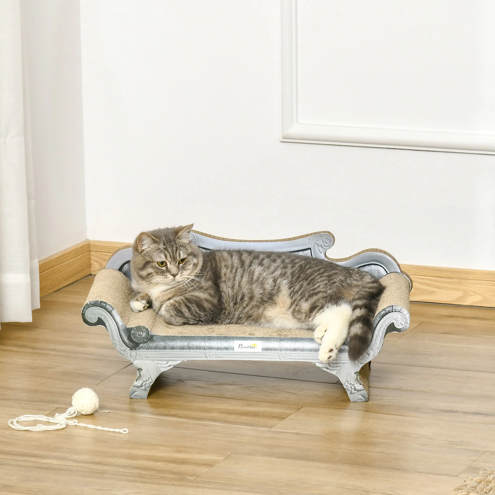 2-in-1 Cat Scratching Board & Lounger Bed with Catnip, 60L cm - Grey