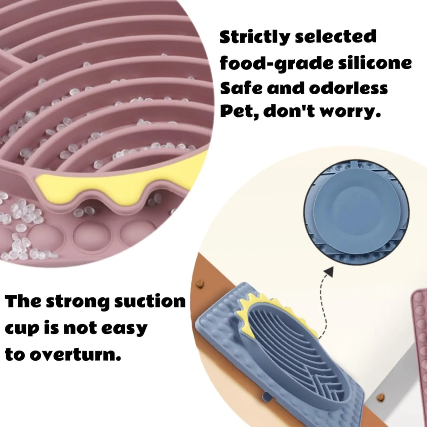 2Pcs Silicone Slow Feeding Dog, Anti-Choke Pet Food Bowl Placemat, Waterproof Meal Mat for Cats and Dogs, Press and Play Interactive Pet Supplies (Pink, 19.5 * 27 * 2.8cm)