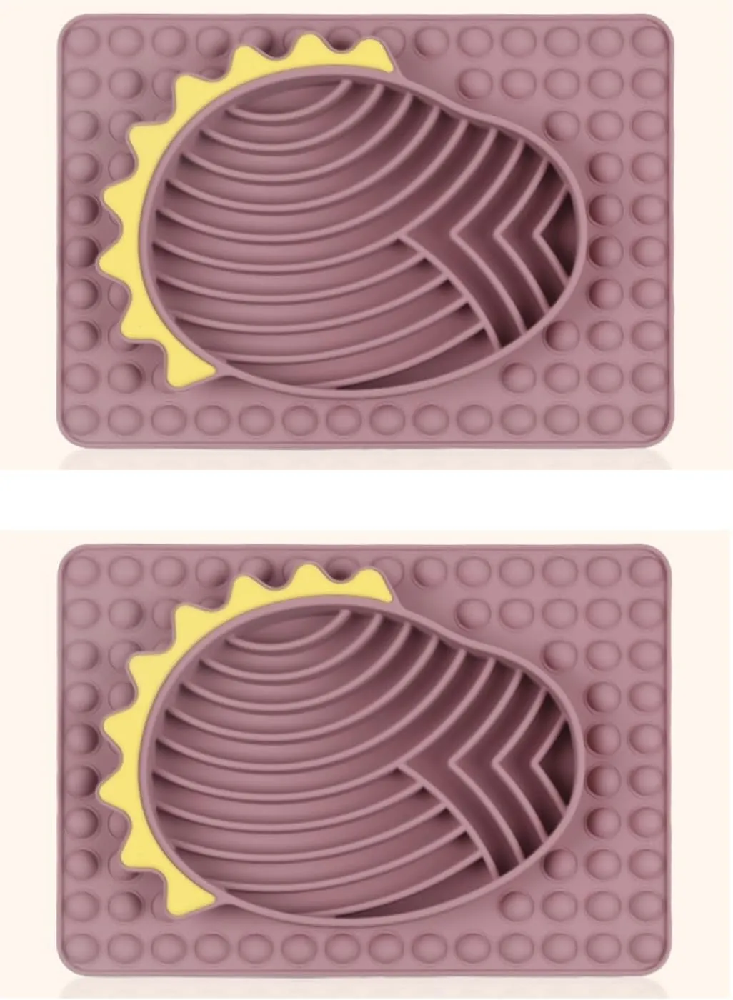 2Pcs Silicone Slow Feeding Dog, Anti-Choke Pet Food Bowl Placemat, Waterproof Meal Mat for Cats and Dogs, Press and Play Interactive Pet Supplies (Pink, 19.5 * 27 * 2.8cm)