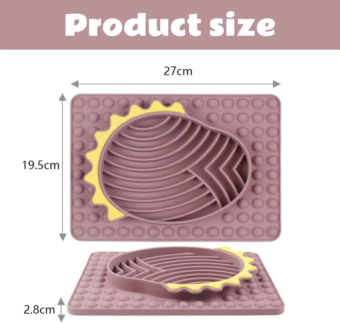 2Pcs Silicone Slow Feeding Dog, Anti-Choke Pet Food Bowl Placemat, Waterproof Meal Mat for Cats and Dogs, Press and Play Interactive Pet Supplies (Pink, 19.5 * 27 * 2.8cm)