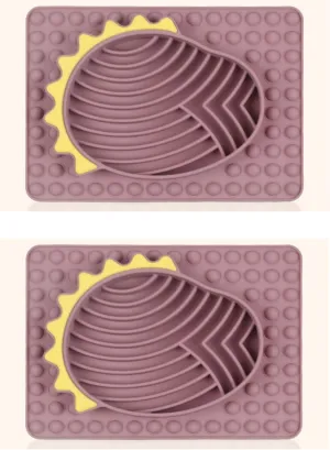 2Pcs Silicone Slow Feeding Dog, Anti-Choke Pet Food Bowl Placemat, Waterproof Meal Mat for Cats and Dogs, Press and Play Interactive Pet Supplies (Pink, 19.5 * 27 * 2.8cm)