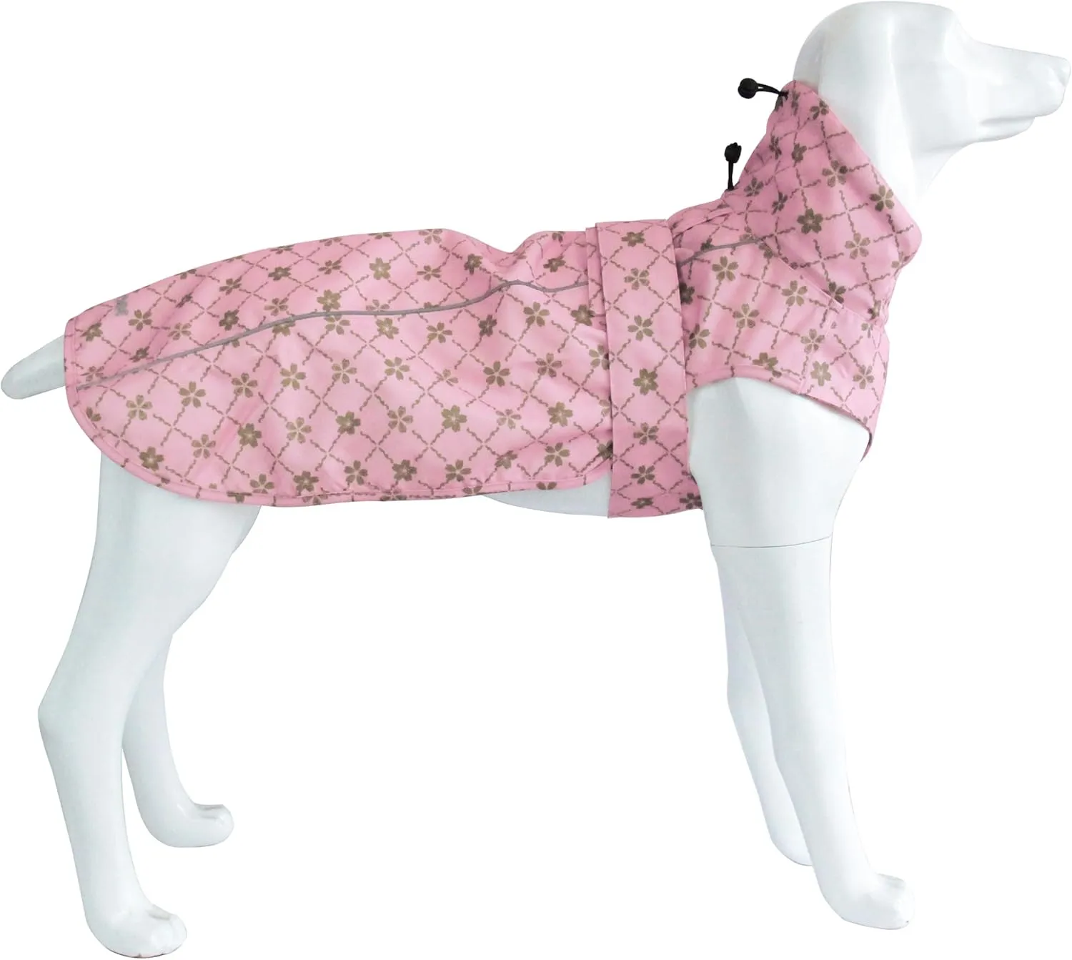 Adjustable Waterproof Dog Raincoat for Dogs,Lightweight Pet Rain Jacket Puppy Clothes with Reflective Strip for Small Medium Large Dogs(Medium,Gold Cheery Blossoms Pink)