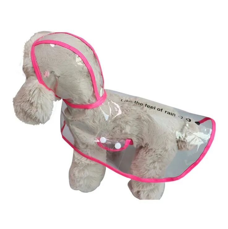 Best 6 Colors Transparent Dog Raincoat Waterproof Hooded PVC Jacket