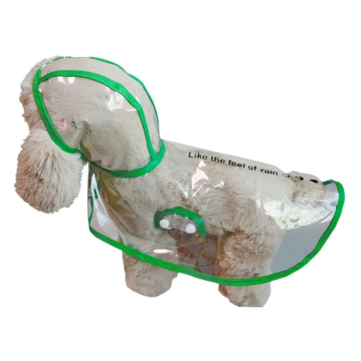 Best 6 Colors Transparent Dog Raincoat Waterproof Hooded PVC Jacket