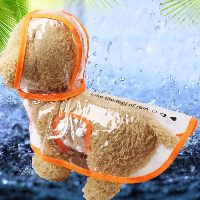 Best 6 Colors Transparent Dog Raincoat Waterproof Hooded PVC Jacket
