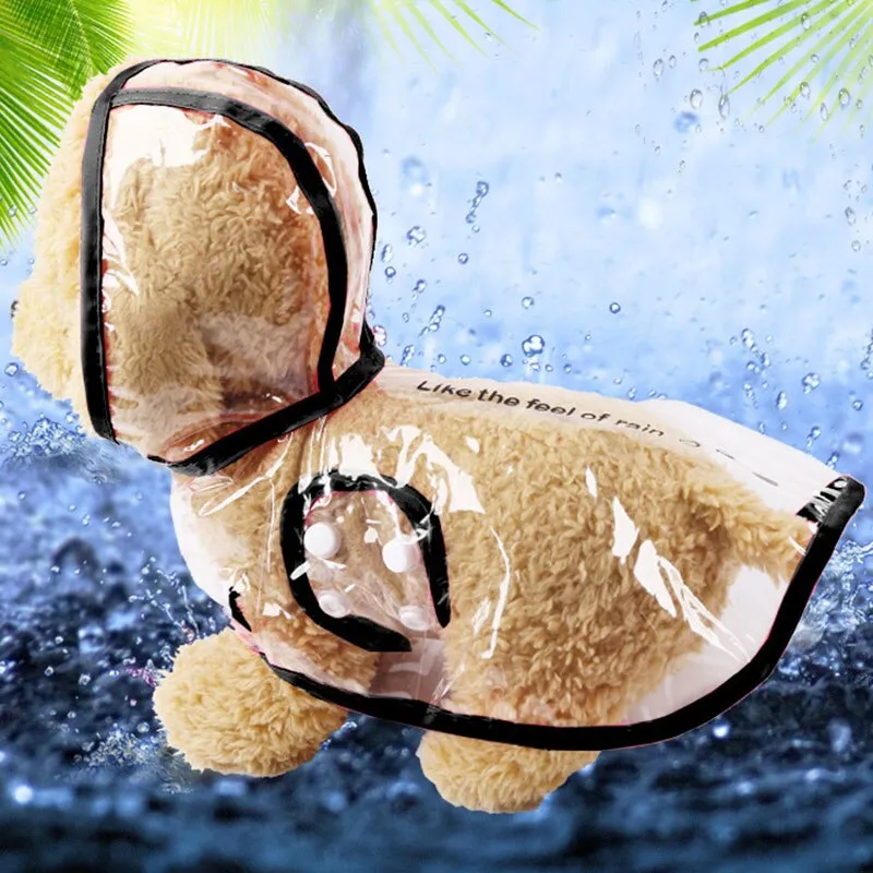 Best 6 Colors Transparent Dog Raincoat Waterproof Hooded PVC Jacket