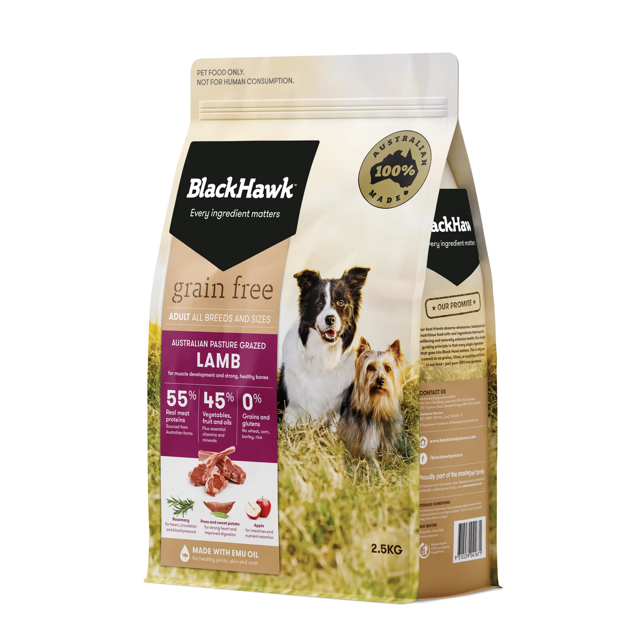 Black Hawk - Grain Free Lamb Dog Dry Food (2.5kg)
