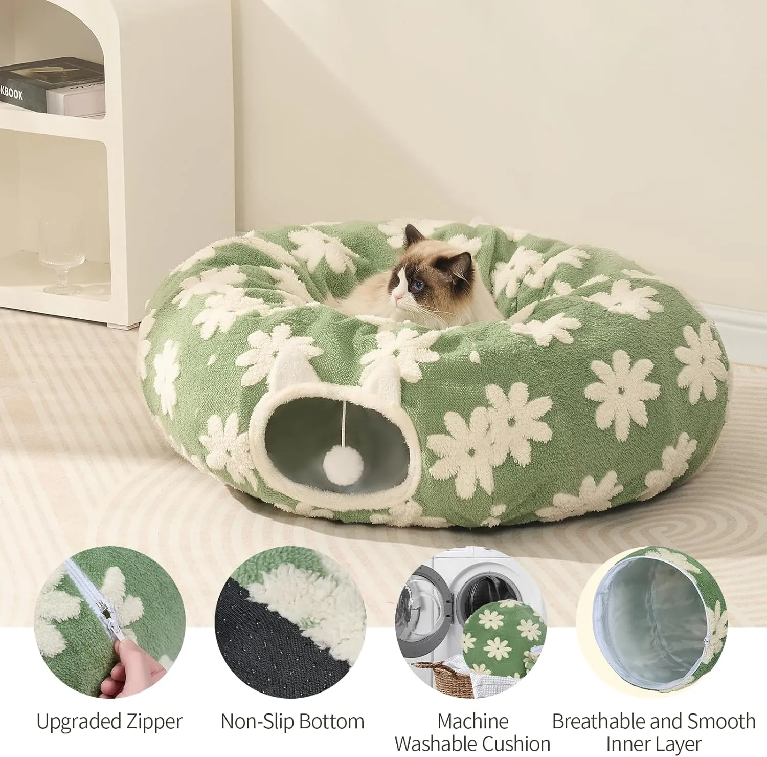 Cat Tunnel Bed with Soft Cushion, Cat Toys for Indoor Cats Enhance Bonding Between Pets and Owners, Encourage Exploration, and Satisfy Natural Instincts for Kittens, Dogs, and Rabbits