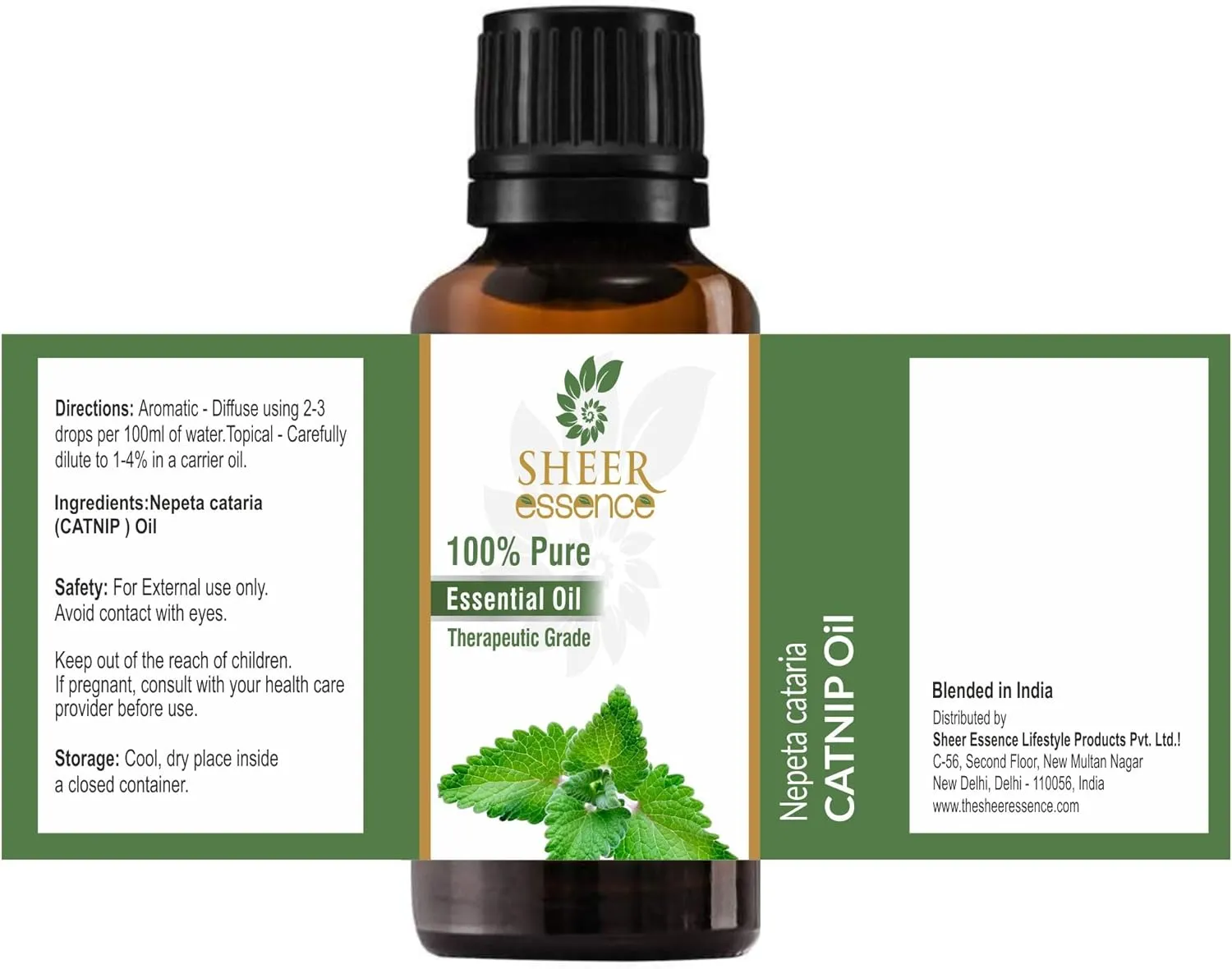 Catnip Oil (Nepeta Cataria) Essential Oil 100% Pure Natural Undiluted Uncut Therapeutic Grade Oil 0.16 Fl.OZ