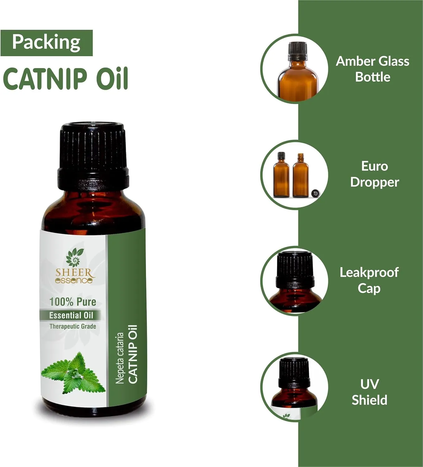 Catnip Oil (Nepeta Cataria) Essential Oil 100% Pure Natural Undiluted Uncut Therapeutic Grade Oil 0.16 Fl.OZ
