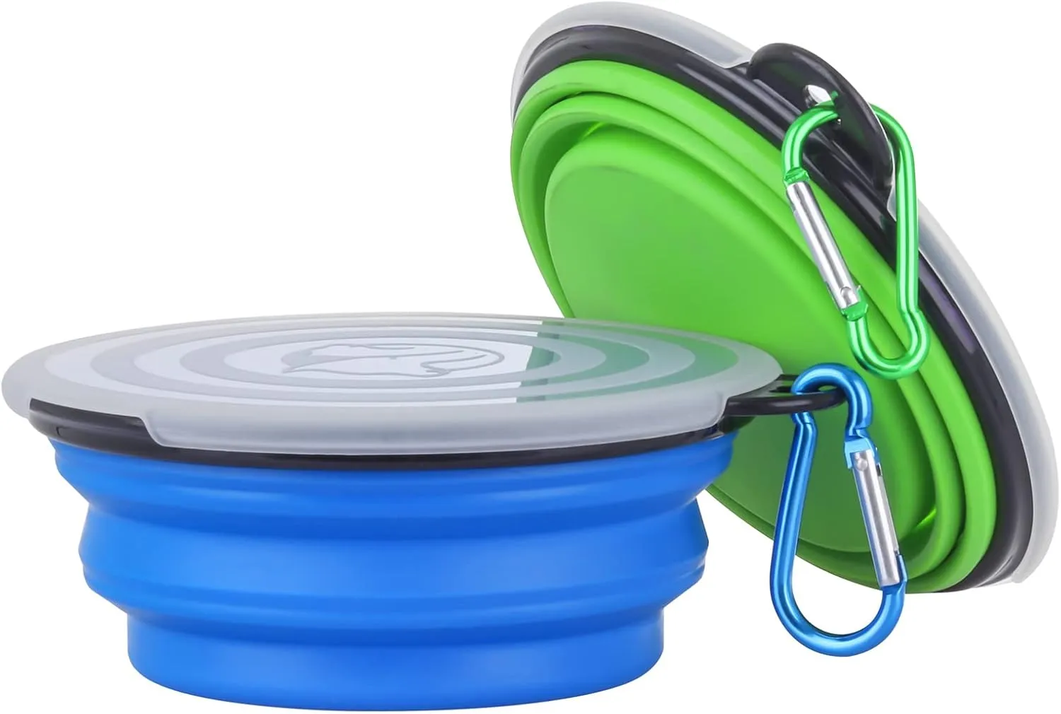 Collapsible Dog Bowl,2 Pack Portable and Foldable Pet Travel Bowls Collapsable Dog Water Feeding Bowls Dish for Dogs Cats and Small Animals,with Lids (Small, Blue Green)