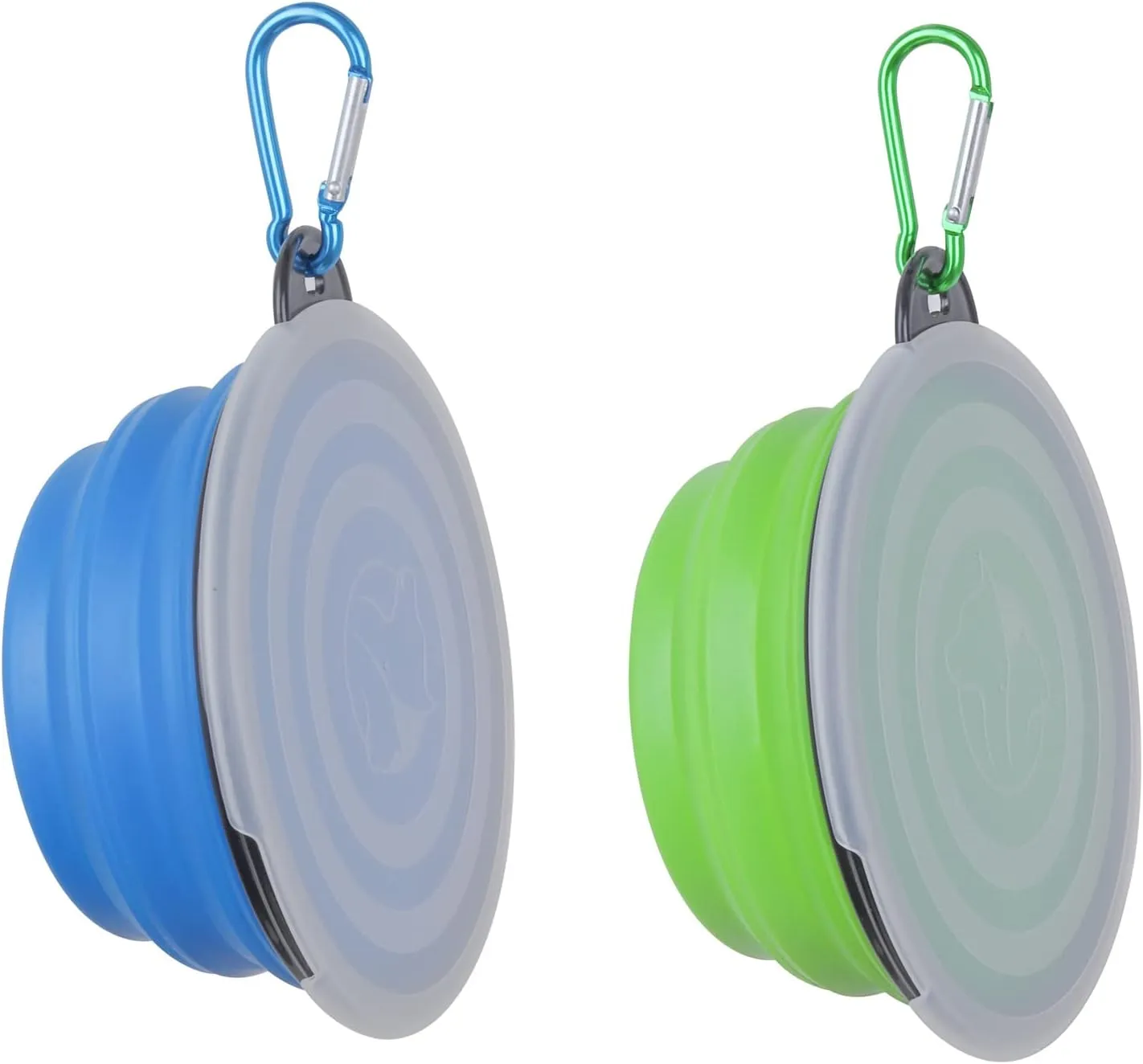 Collapsible Dog Bowl,2 Pack Portable and Foldable Pet Travel Bowls Collapsable Dog Water Feeding Bowls Dish for Dogs Cats and Small Animals,with Lids (Small, Blue Green)