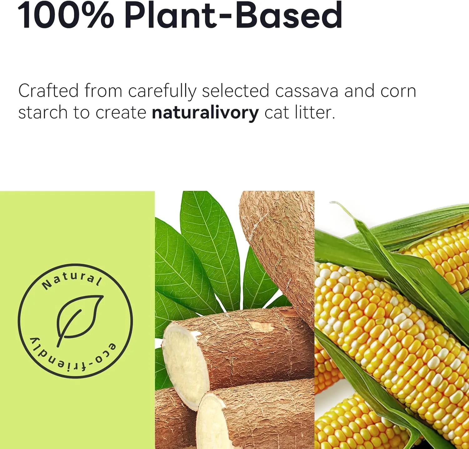 Corn & Cassava Cat Litter, Natural Sustainable Ingredients, Quick Clumping Cat Litter, Flushable, Superior Odor Control, 99.9% Dust Free Kitty Litter