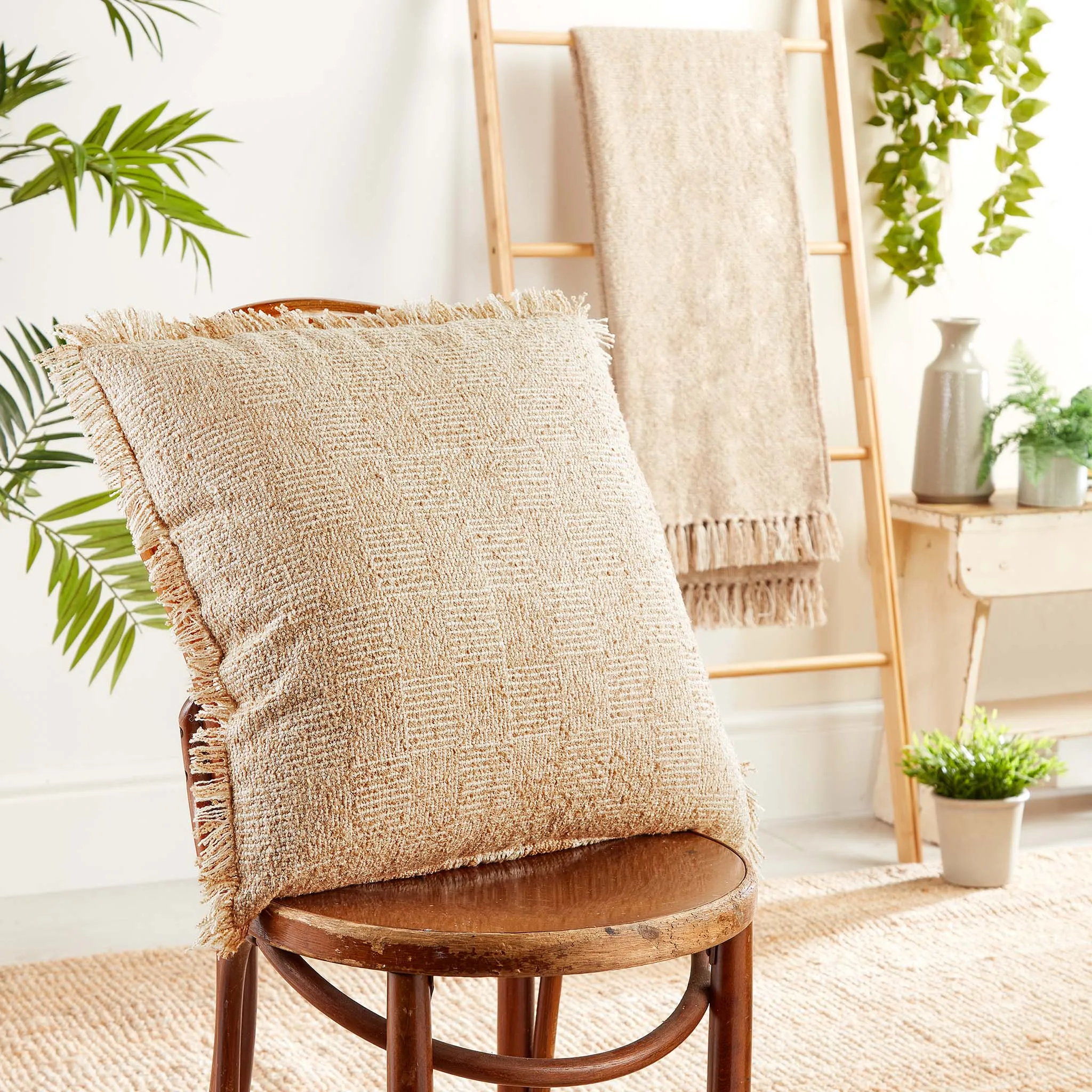 Crosshatch Cushion Beige