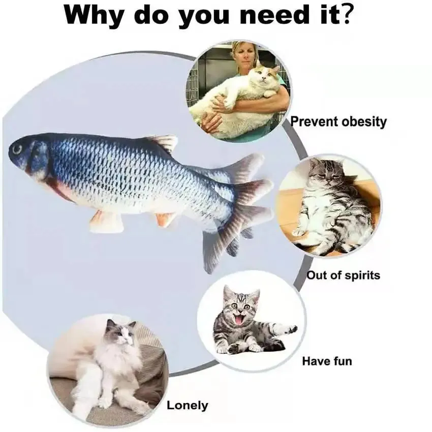 Cure Cat Boredom with Our USB Rechargeable Floppy Fish Cat Toy