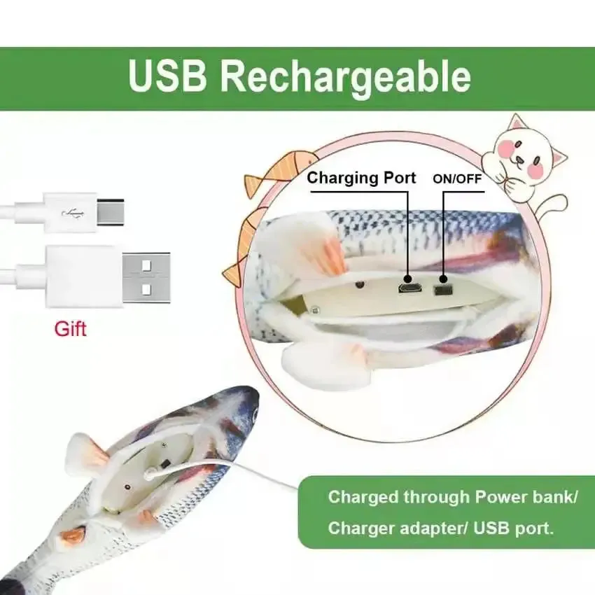 Cure Cat Boredom with Our USB Rechargeable Floppy Fish Cat Toy