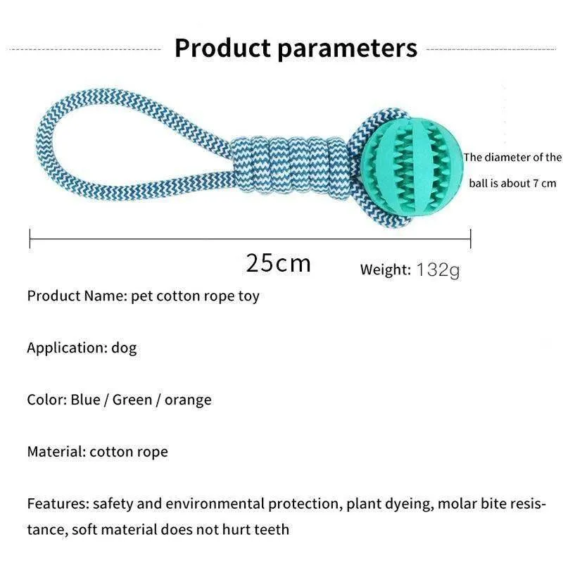 Dog Toy Molar Bite Stretch Rubber Ball With Cotton Rop