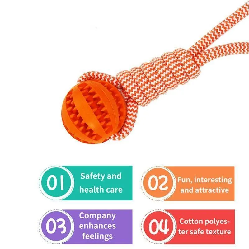Dog Toy Molar Bite Stretch Rubber Ball With Cotton Rop