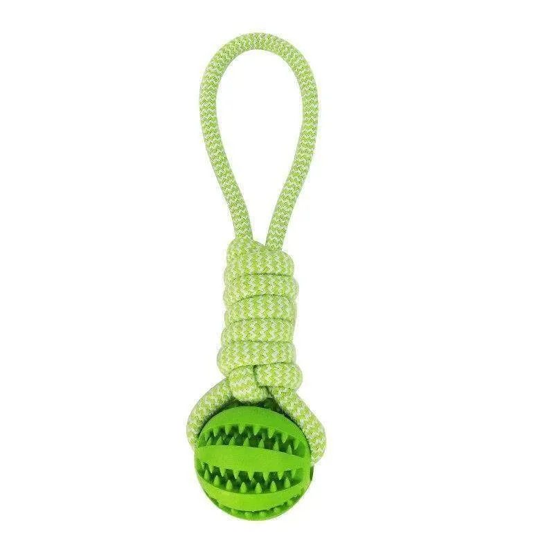 Dog Toy Molar Bite Stretch Rubber Ball With Cotton Rop