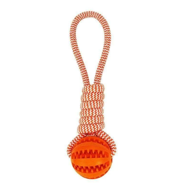 Dog Toy Molar Bite Stretch Rubber Ball With Cotton Rop