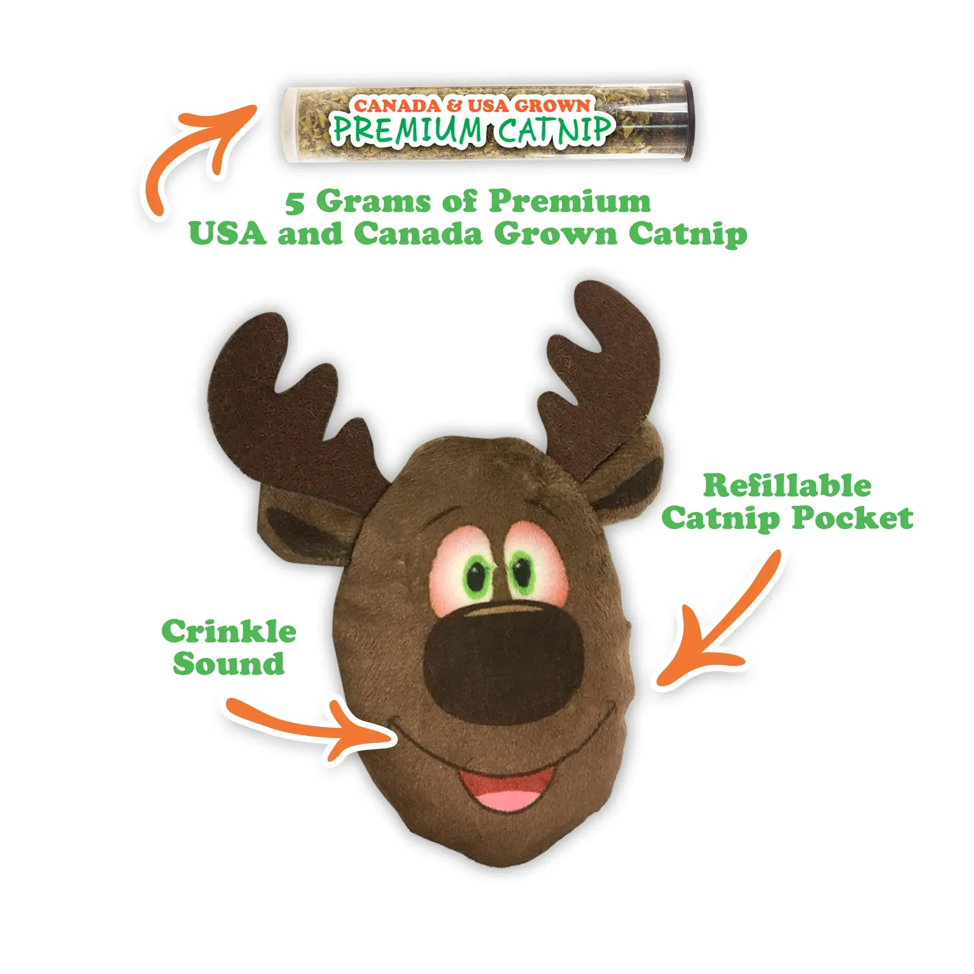 Get Blitzed Reindeer Refillable Cat Toy