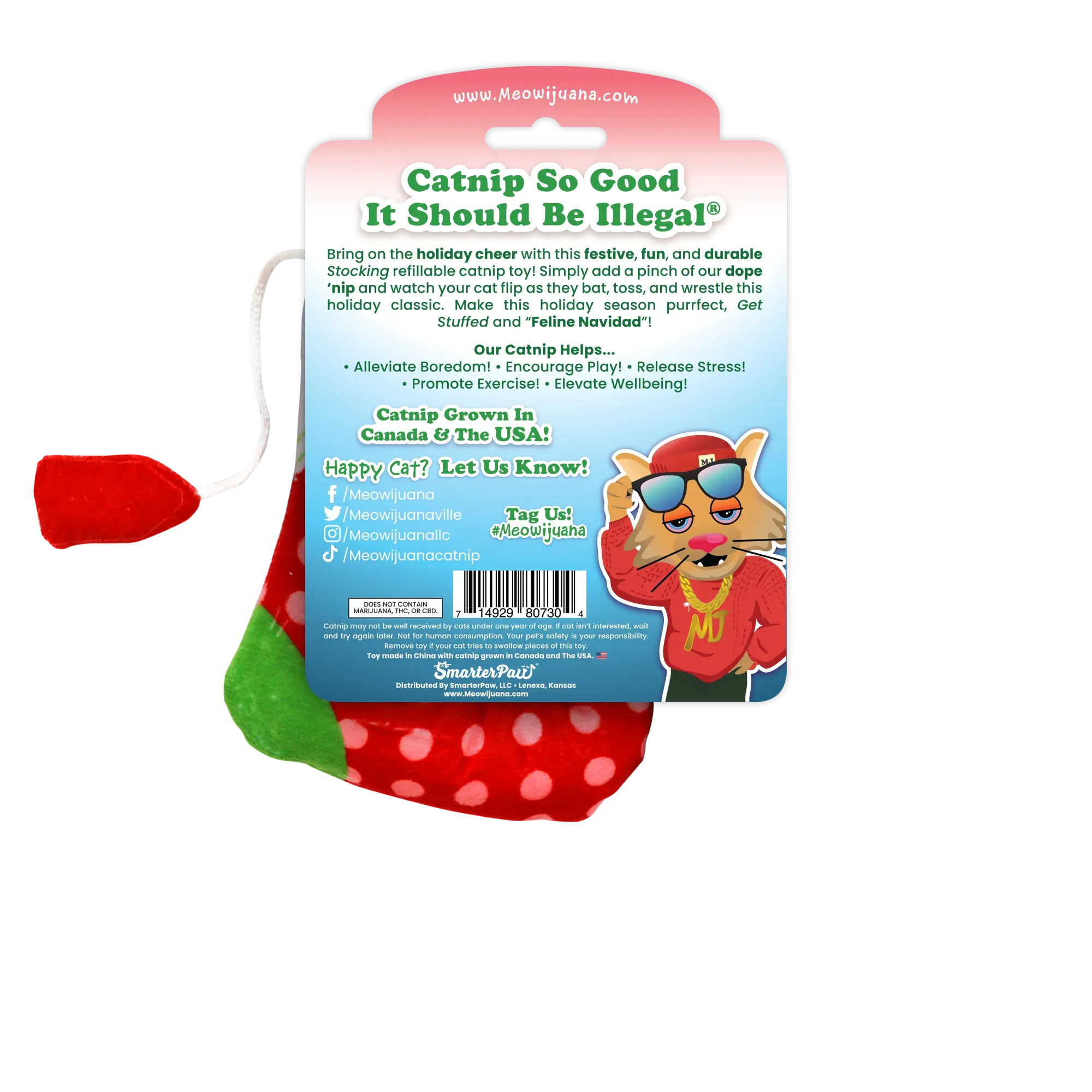 Get Stuffed Stocking Refillable Cat Toy