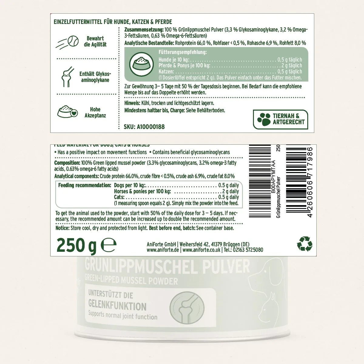 Green Lipped Mussel Powder for Dogs and Cats - Joint Support Supplement
