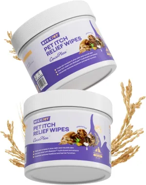 HICC PET Itch Relief Wipes for Dogs & Cats, Rapidly Relieves Itching, Soothes Hot Spots and Skin Irritations Hypoallergenic Hot Spot Treatment Wipes, Skin Soother for Dogs - 200 Count