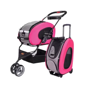 Ibiyaya 5-in-1 Combo Pet Carrier & Stroller - Hot Pink