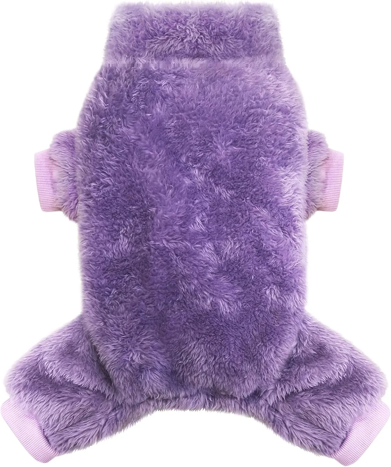 Idepet Fuzzy Velvet Dog Pajamas, Plush Dog Sweater Onesie Soft Pet Clothes Winter Outfit Doggy Pjs Puppy Jumpsuit, Cat Coat (X-Large, Purple)