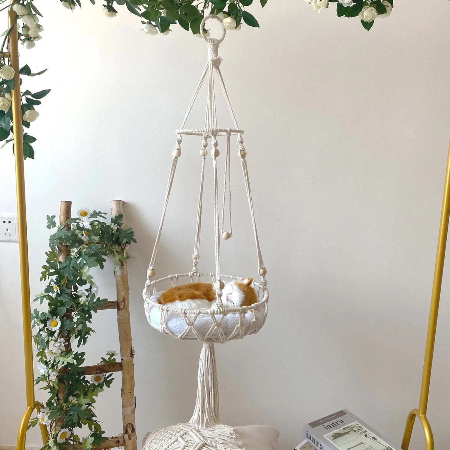Large Macrame Cat Bed Basket