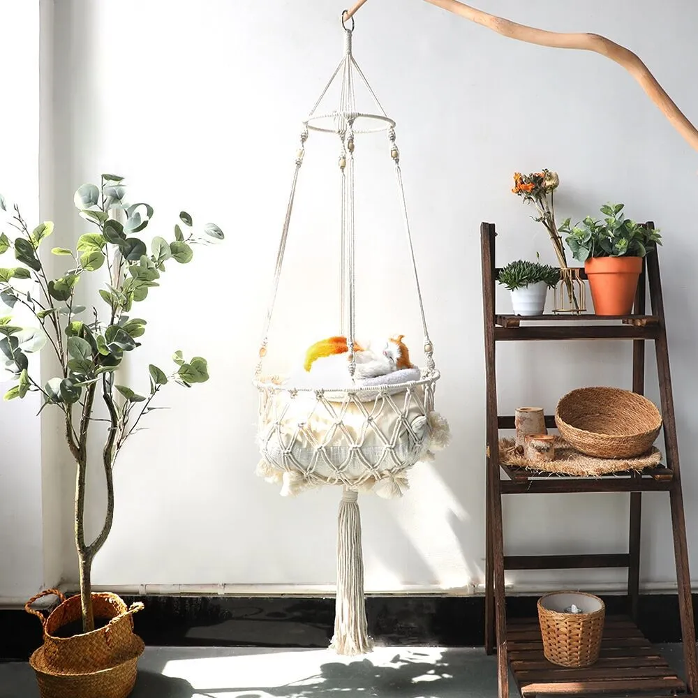 Large Macrame Cat Bed Basket