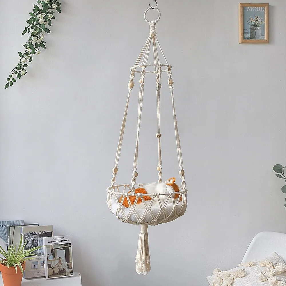 Large Macrame Cat Bed Basket
