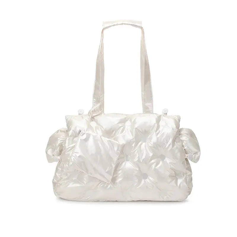 Metallic Portable Shoulder Pet Carrier - White