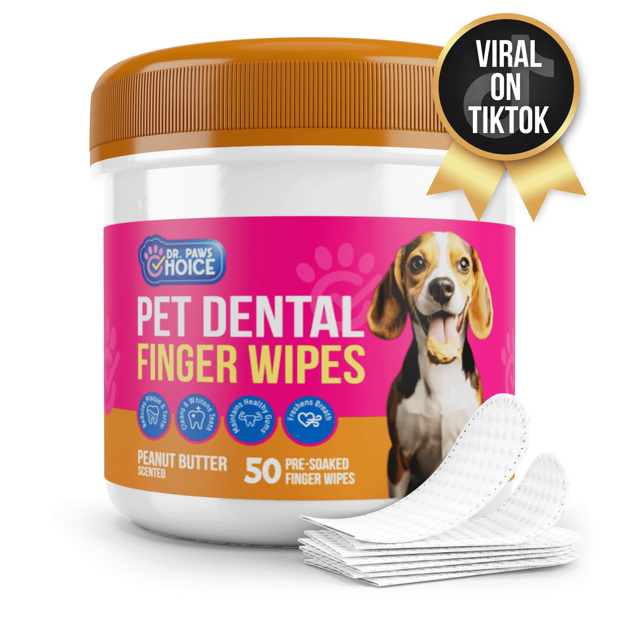 Naturally Formulated Pet Dental Finger Wipes for Teeth Cleaning