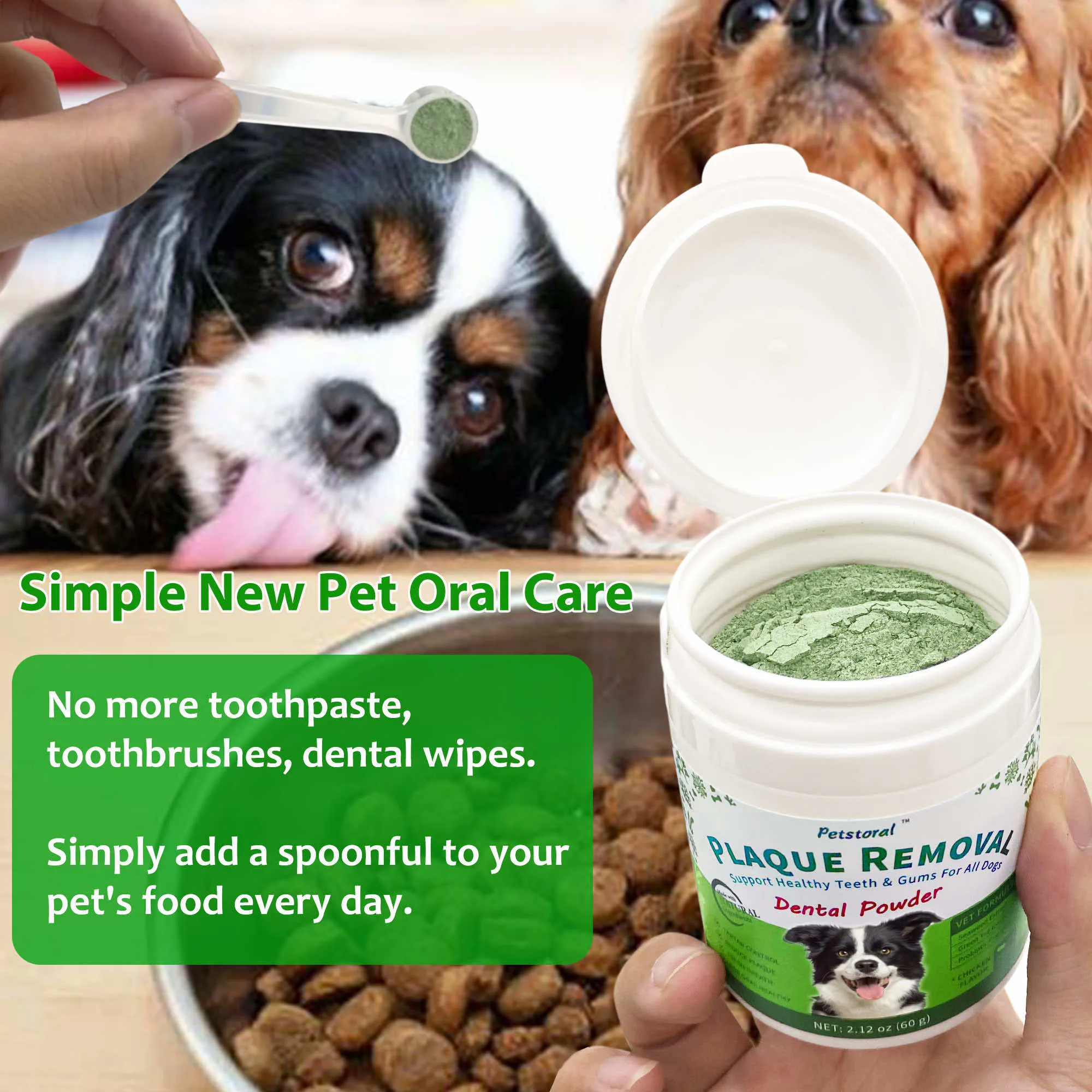 Plaque Removal Dental Powder 4-Pack, Dog Dental Care and Bad Breath Treatment, Dog Teeth Cleaning Powder for Healthy Teeth & Gums for All Dogs