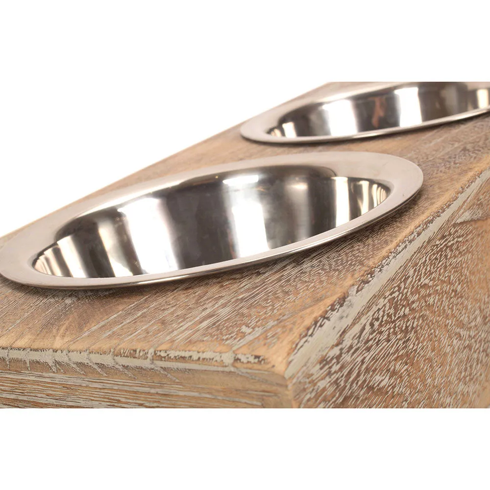 Premium Wooden Dog Feeding Station with Stainless Steel Bowls by Willow.