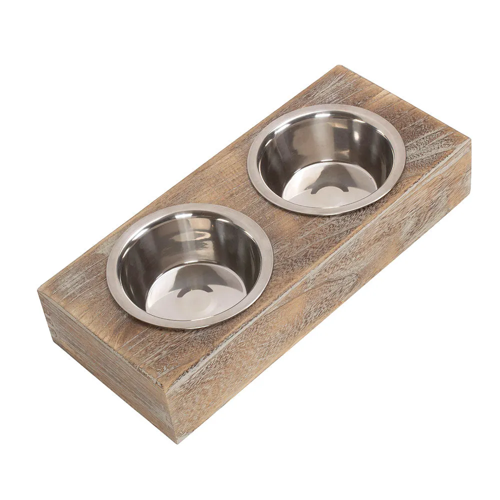Premium Wooden Dog Feeding Station with Stainless Steel Bowls by Willow.