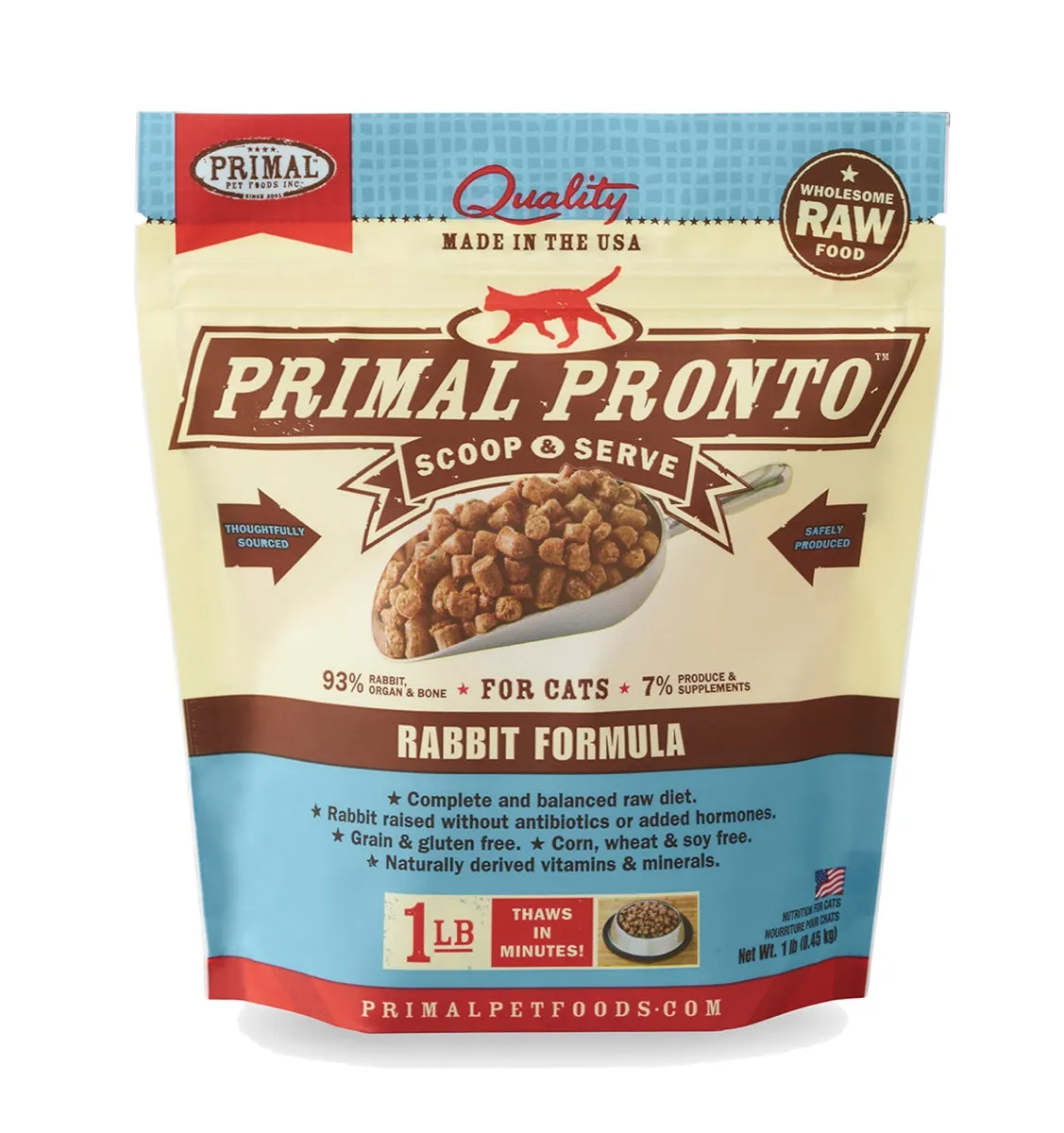 Primal Feline Raw Frozen Pronto Rabbit 1lb