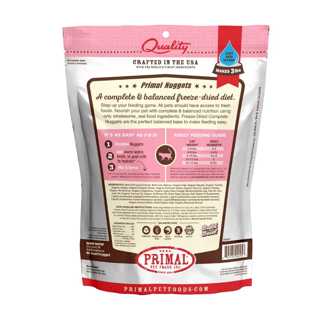 Primal Freeze Dried Feline Nuggets Beef & Salmon for Cat