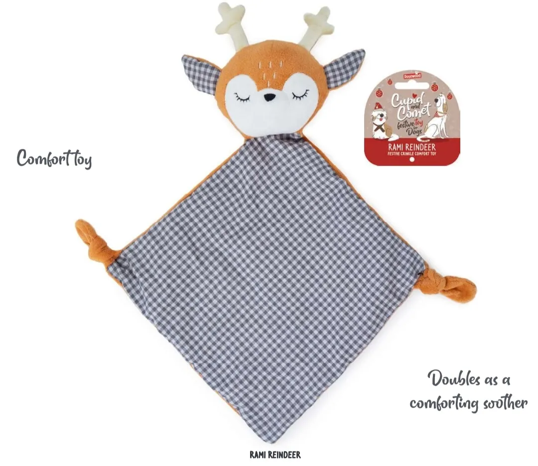 Rami Reindeer | Crinkle & Comfort Christmas Dog Snuggle Toy by Cupid & Comet