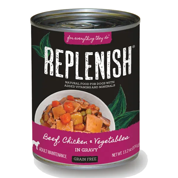 Replenish Beef, Chicken & Vegetables in Gravy Can Dog Food (12 Pack)