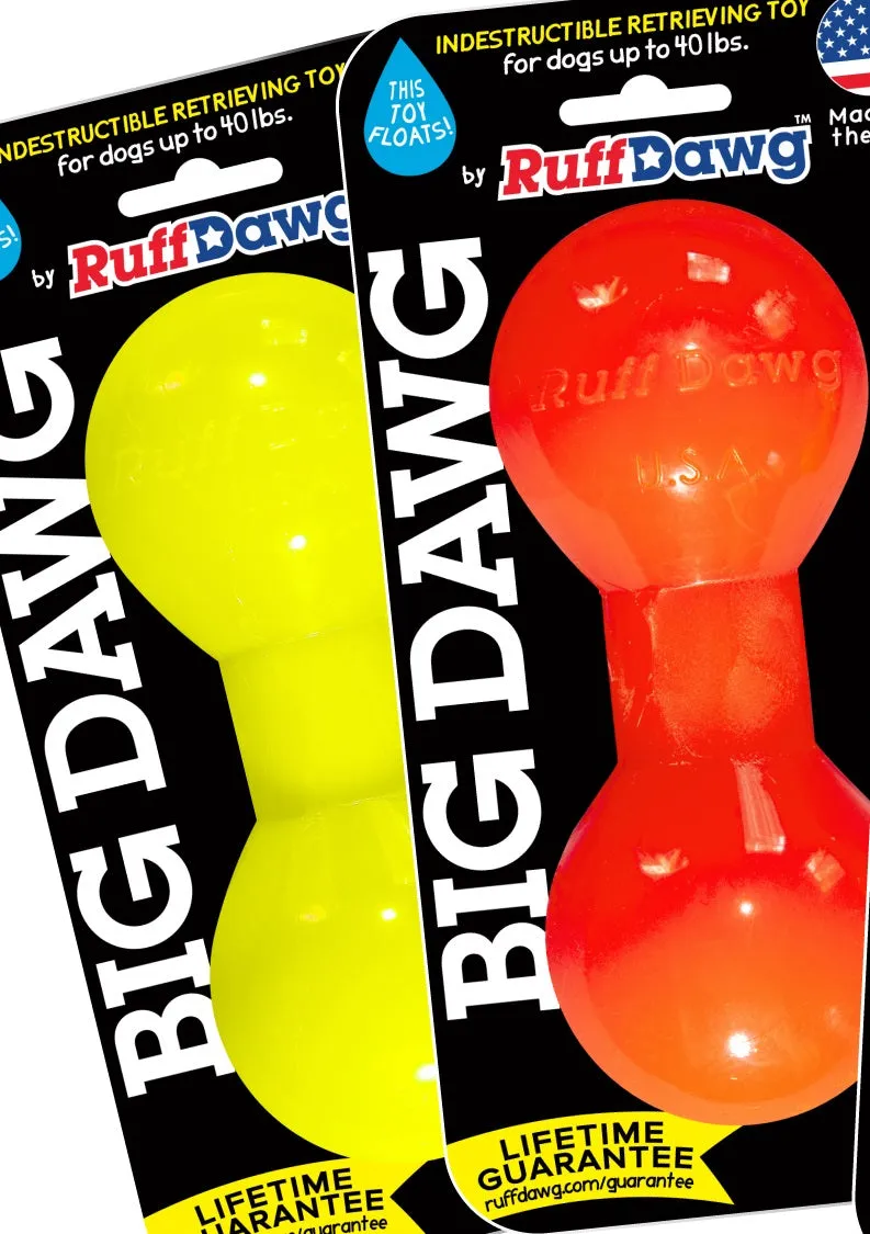 RuffDawg Indestructible Rubber Big Dawg Barbell Dog Toy