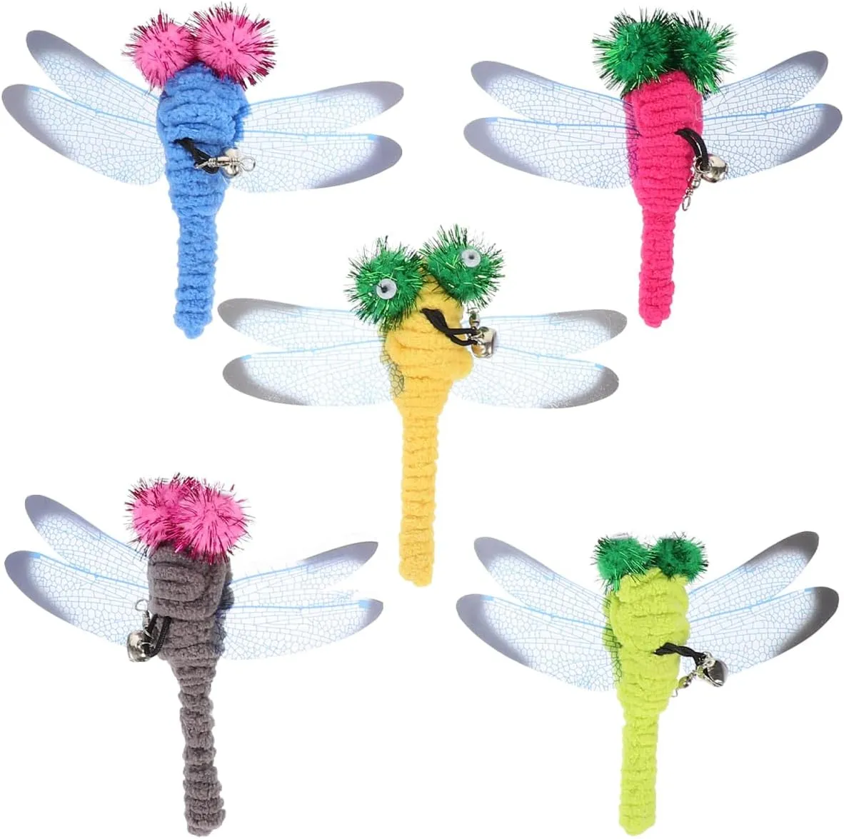Scicalife Dragonfly Cat Wand Replacement, 5Pcs Dragonfly Cat Wand Toy Refill for Interactive Kitten, Home Use