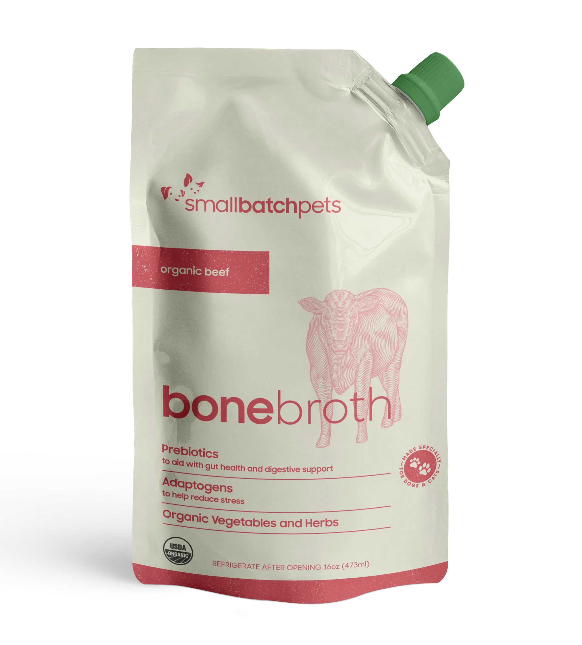 Smallbatch Organic Beef Bone Broth 16-oz, Meal Topper
