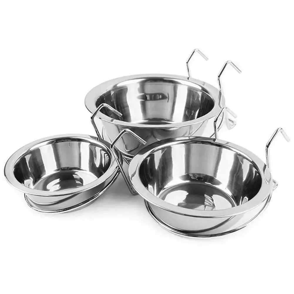Stainless Steel Pet Bowl with Cage Hook for Dogs, Cats, and Birds