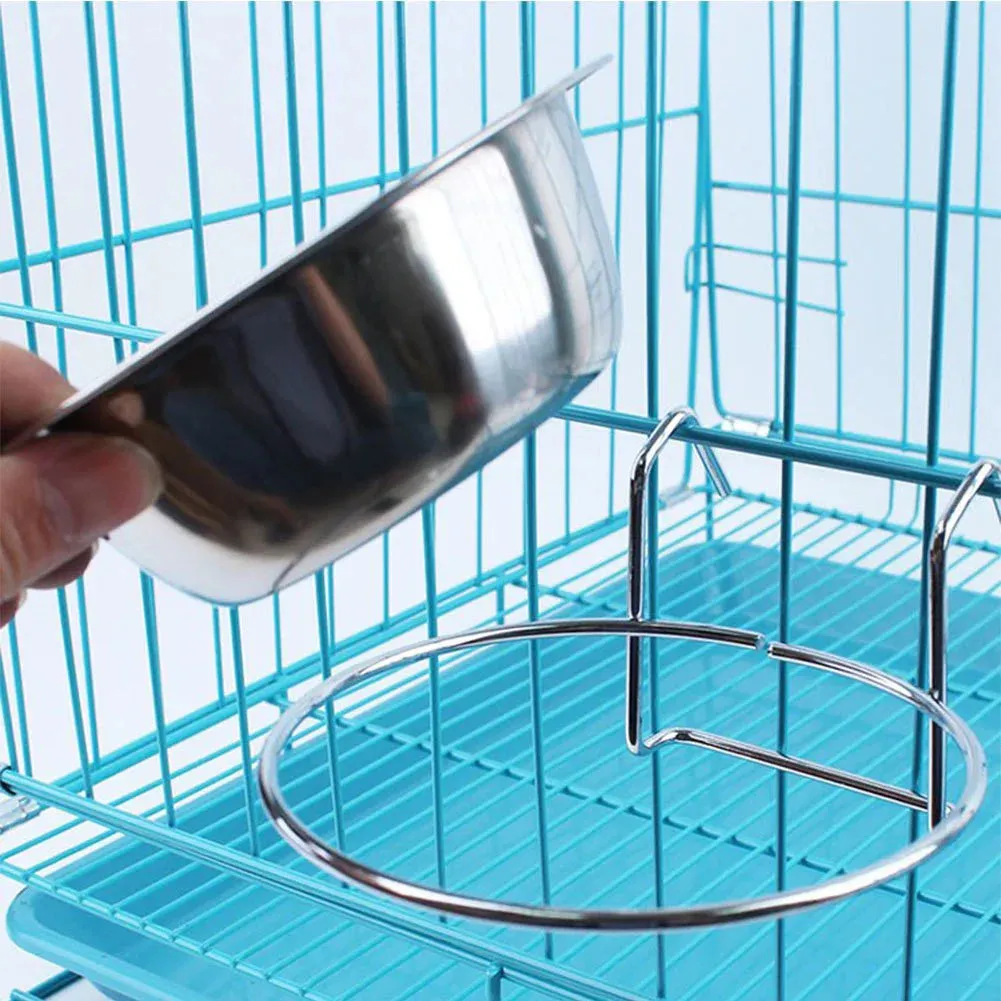 Stainless Steel Pet Bowl with Cage Hook for Dogs, Cats, and Birds