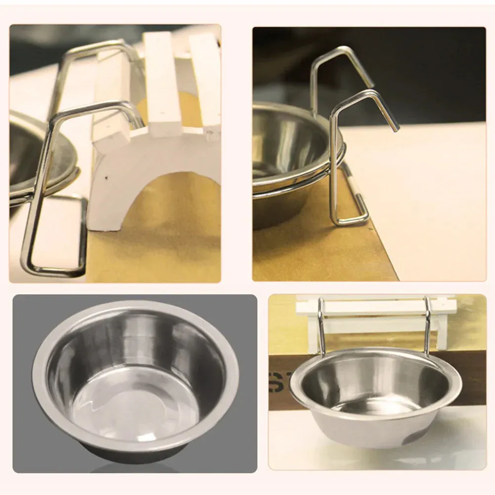 Stainless Steel Pet Bowl with Cage Hook for Dogs, Cats, and Birds
