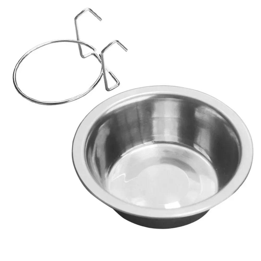 Stainless Steel Pet Bowl with Cage Hook for Dogs, Cats, and Birds
