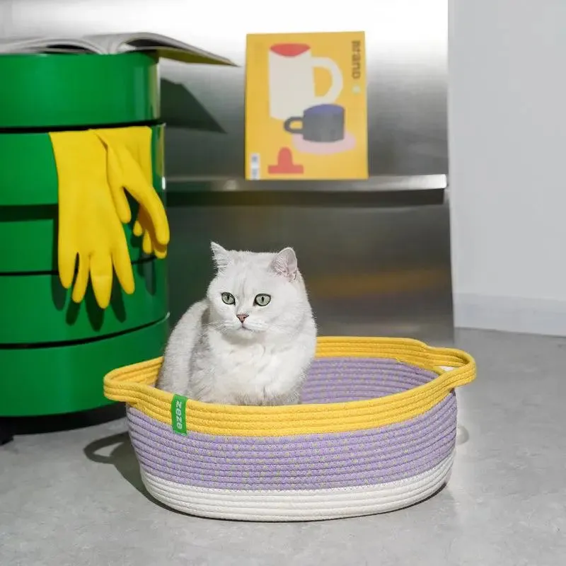Strong Handwoven Rattan Cat Bed - Durable and Elegant Pet Basket